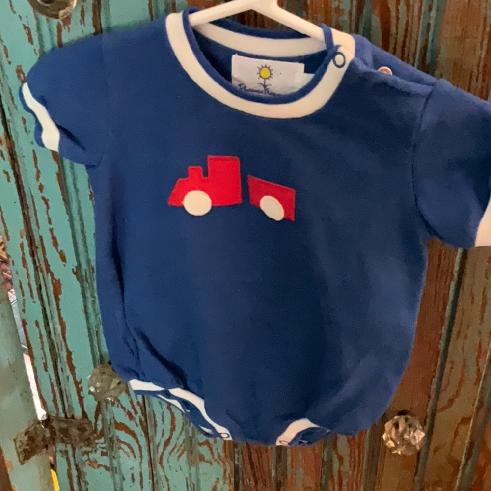 Vintage Florence Eiseman Blue Romper with truck